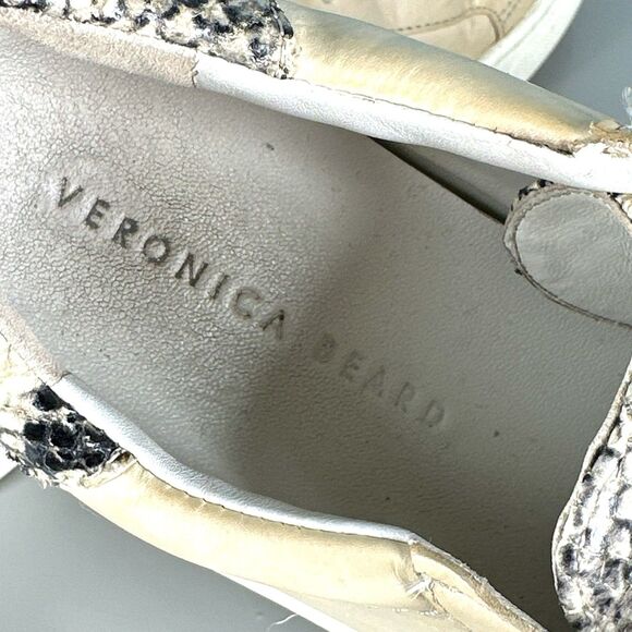 Veronica Beard Beige Snakeskin Python Texture Low Sneakers Trainers Size 6 - Picture 13 of 16